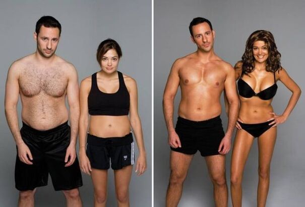 foto pred a po joge na chudnutie